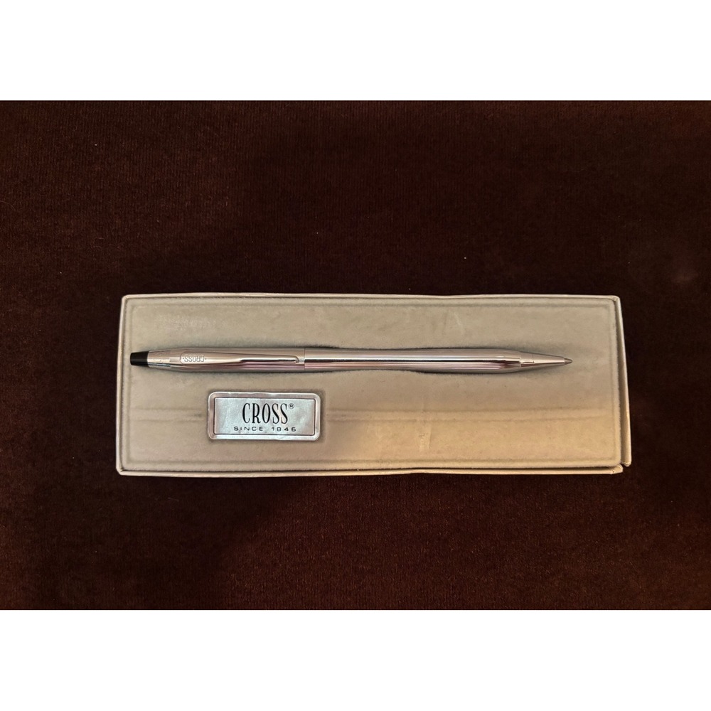 Cross Classic Century Ballpoint Pen Lustrous Chrome Silver Tone with Case